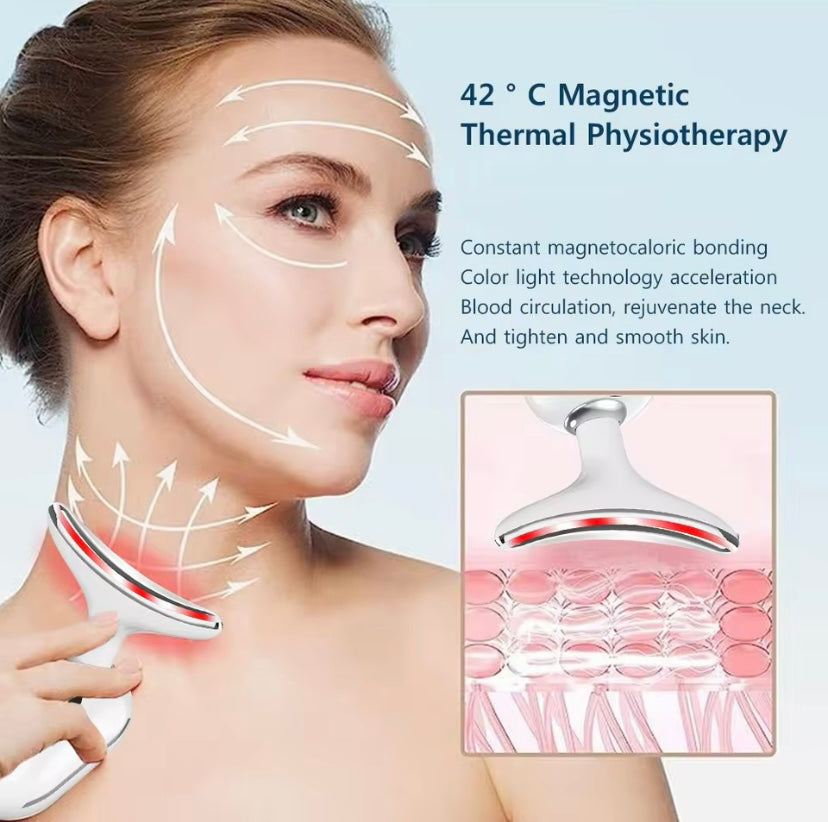 Microcurrent EMS Neck Massager, Face Lift Wrinkle Machine, Double Chin Remover, LED Photon Facial, Skin Tightening Massager