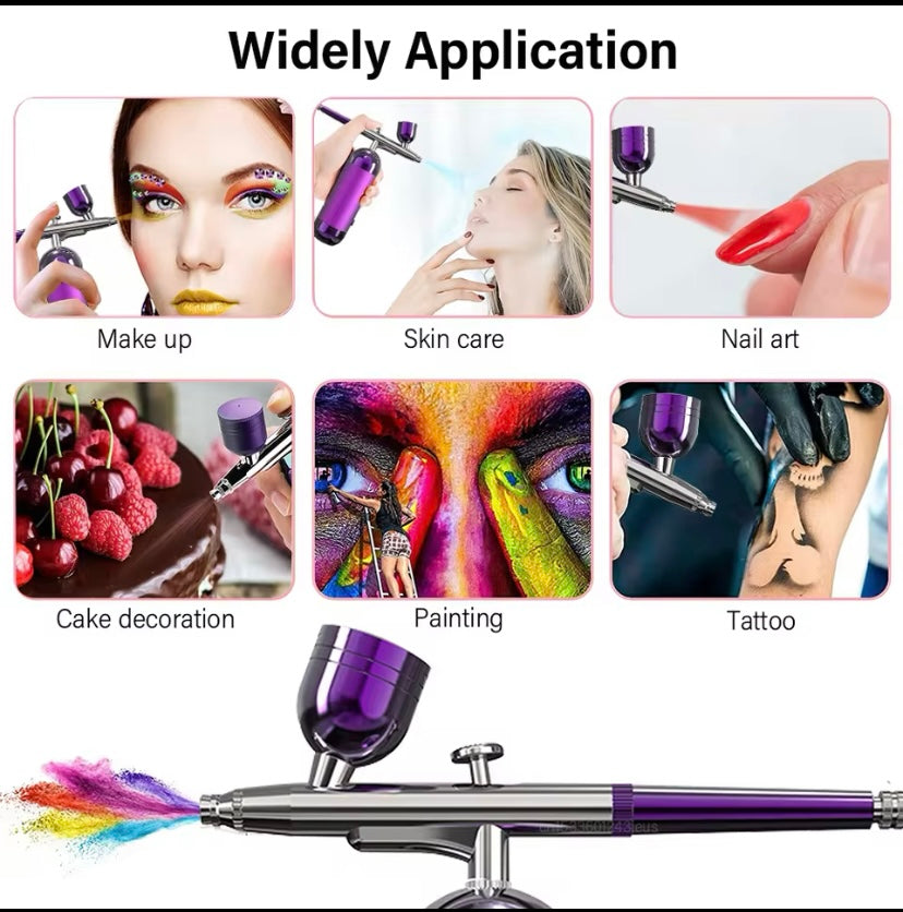 Nail Airbrush with Compressor, Portable Airbrush for Nails, Art Paint, Cake Crafts, Spray Kit