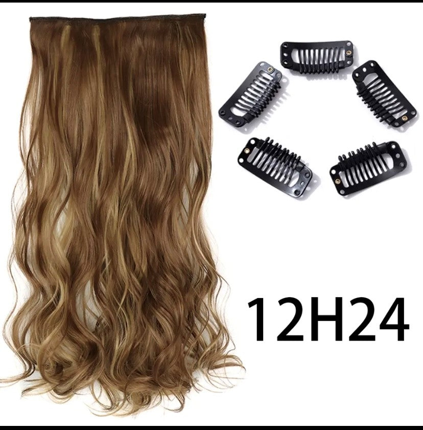 Synthetische Lange Gerade Clip In Einem Stück Haar Verlängerung 5 Clips Falsche Blonde Haar Braun Schwarz Wärme Beständig Gefälschte Haar
