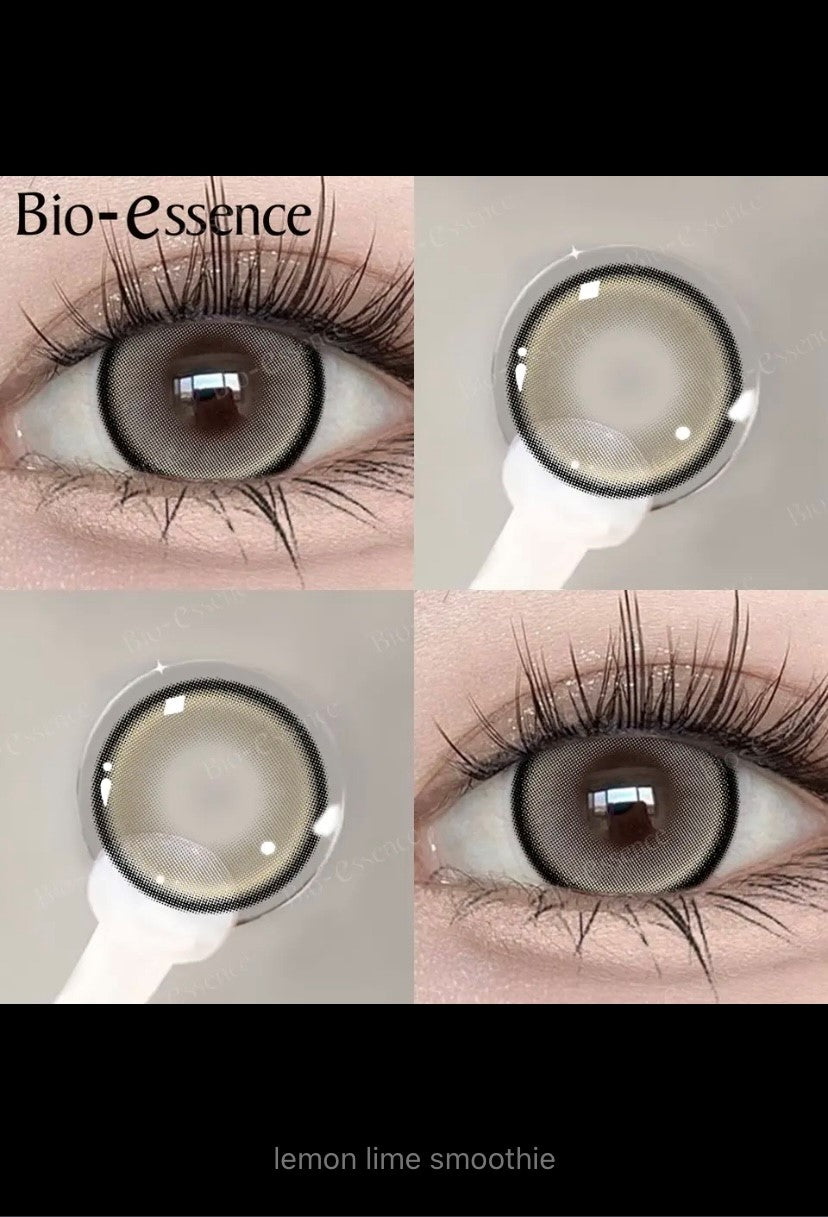 Bio-Essenz 1 Paar  Linsen farbige Kontaktlinsen mit verschreibung pflichtigen Myopie-Linsen mit Grad grünen Linsen