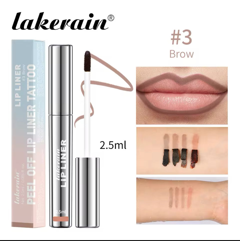 Wasserfester Lipliner, Peel-Off-Tattoo-Lipgloss, wasserfest, langanhaltend, matte Lippentönung, braune Lippenkonturkosmetik