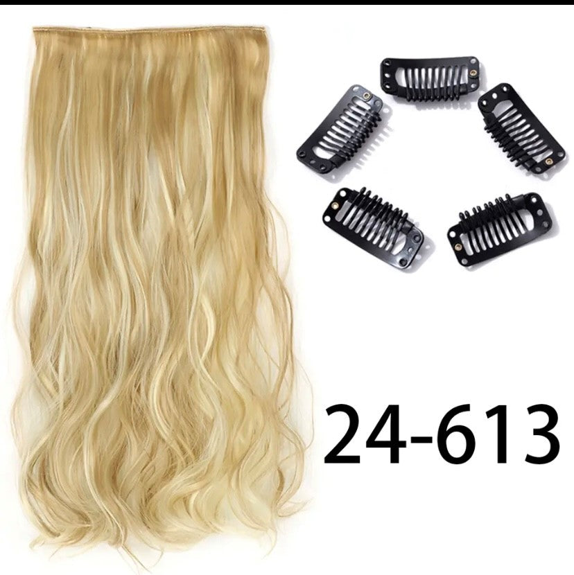 Synthetische Lange Gerade Clip In Einem Stück Haar Verlängerung 5 Clips Falsche Blonde Haar Braun Schwarz Wärme Beständig Gefälschte Haar