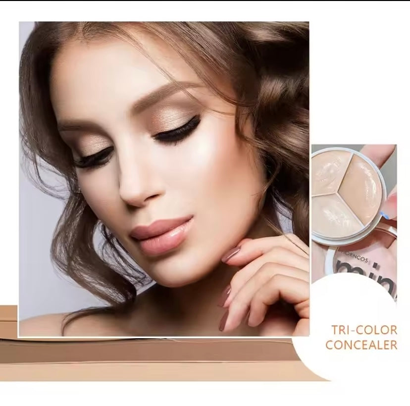 Moisturizing Concealer Cream with Brush, 3 Colors, Full Coverage, Acne Spot, Dark Circles, Cream Makeup, Beauty Tools, Palette