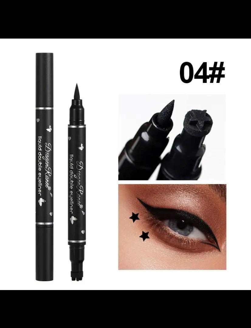 2 in 1 Butterfly Seal Eyeliner Pen Star Moon Stamp Long Lasting Waterproof Black Liquid Eyeliner Pencil Eye Makeup Cosmetics