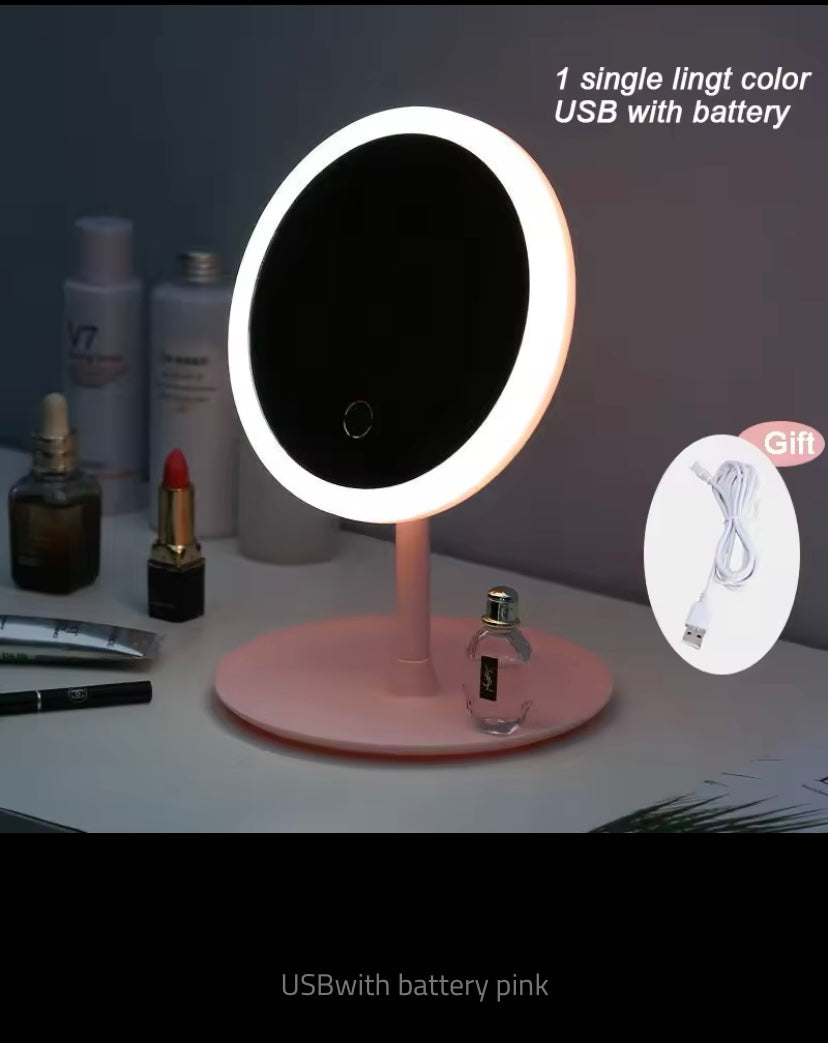 Makeup Mirror with White LED Light Daylight Vanity Mirror Detachable/Storage Base 3 Modes Mirror with Light Gift USB Cable