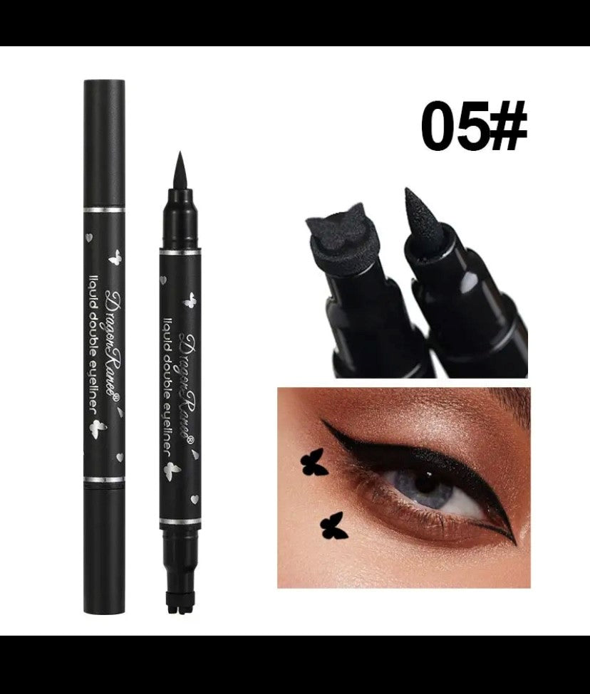2 in 1 Butterfly Seal Eyeliner Pen Star Moon Stamp Long Lasting Waterproof Black Liquid Eyeliner Pencil Eye Makeup Cosmetics