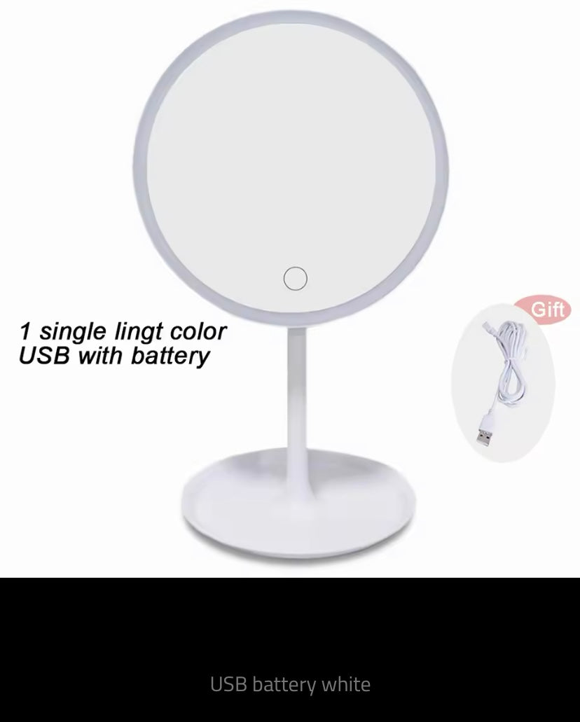 Makeup Mirror with White LED Light Daylight Vanity Mirror Detachable/Storage Base 3 Modes Mirror with Light Gift USB Cable