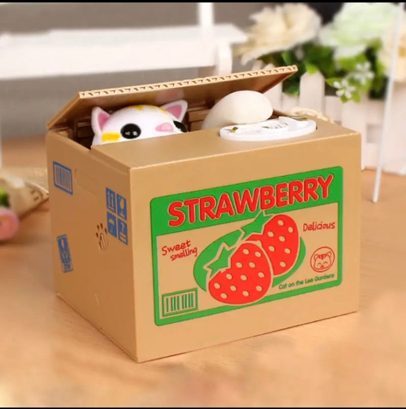 Panda Money Box Ocelot Strawberry Grape Automated Banks Cat Coin Box Hot Sale Creative Money Saving Box for Kids Cute Toy Gift