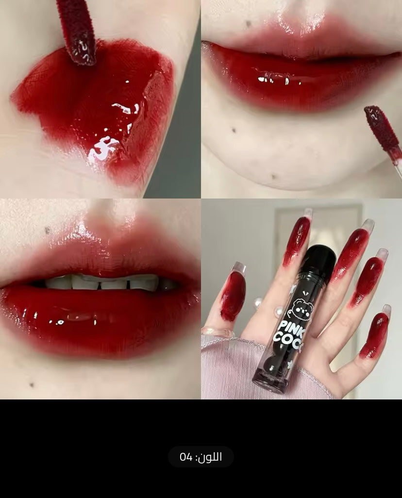 Hochpigmentierter roter flüssiger Lippenstift, dunkelroter, spiegelbrauner Lippenstift, leichte Befeuchtung mit Wasser, Antihaftbecher, Lippenkosmetik