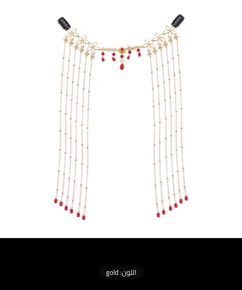Girls' delicate crystal hanfu headdress, beautiful ancient long tassel veil, elegant temperament headdress, fashion