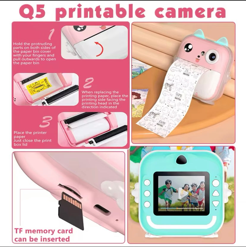 HD Digital Camera for Kids, Instant Print for Kids, Thermal Printing, Photo and Video, 32G Memory Card, Toys