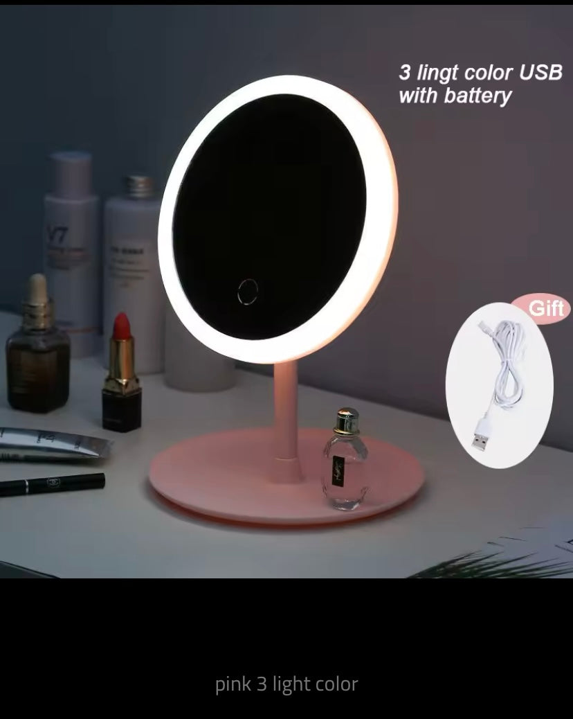 Makeup Mirror with White LED Light Daylight Vanity Mirror Detachable/Storage Base 3 Modes Mirror with Light Gift USB Cable