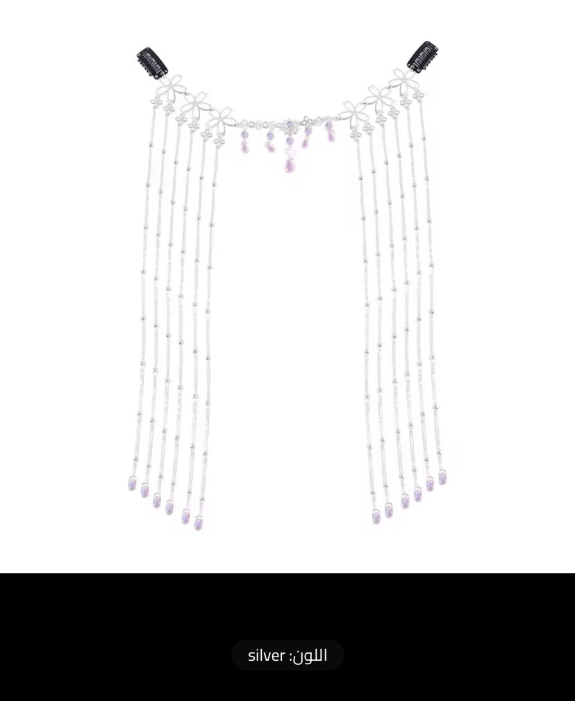 Girls' delicate crystal hanfu headdress, beautiful ancient long tassel veil, elegant temperament headdress, fashion