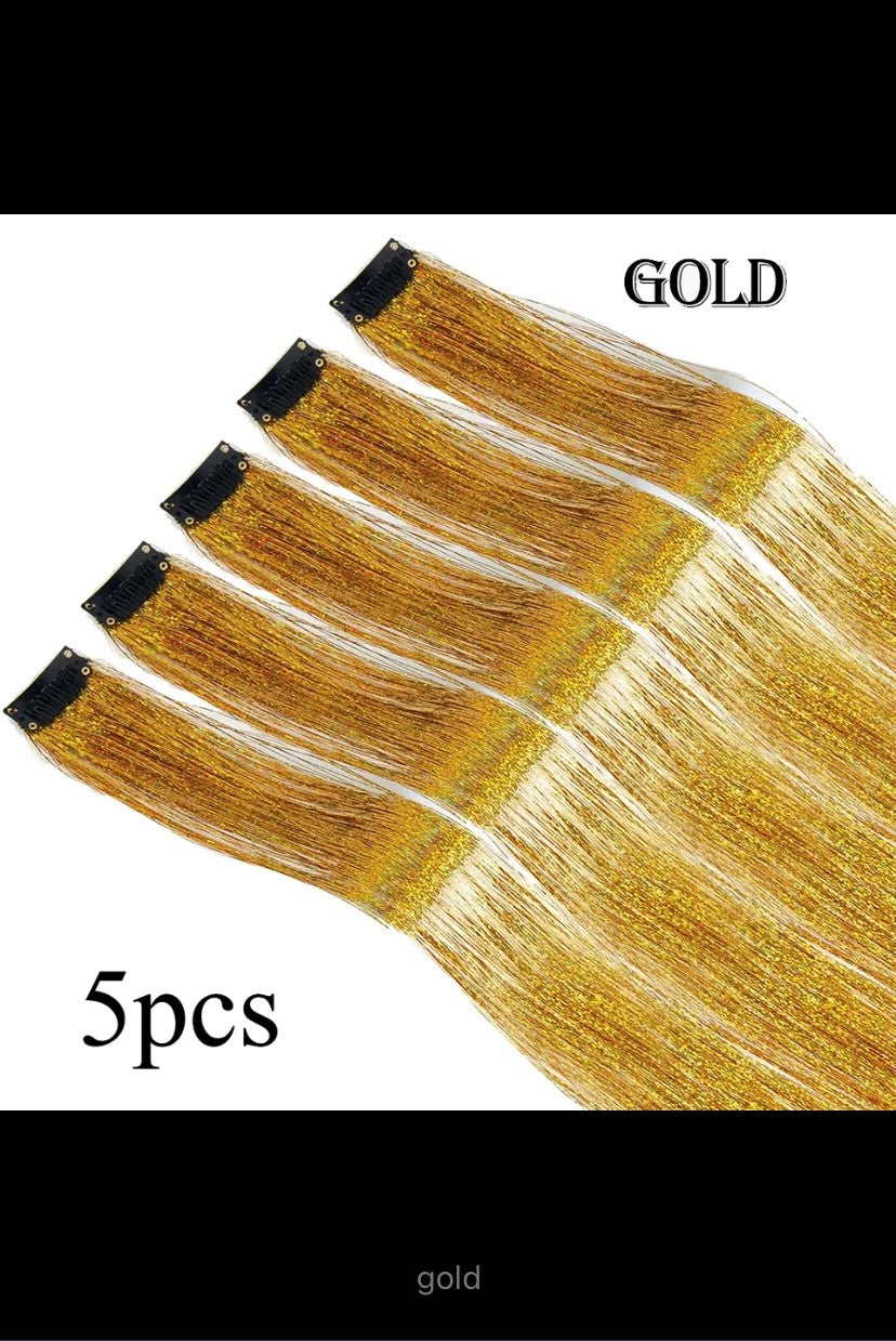 5 teile/paket funkeln Haar verlängerungen Clip in Regenbogen glänzend funkeln Haar Lametta hitze beständig funkeln Haar verlängerungen für Zöpfe