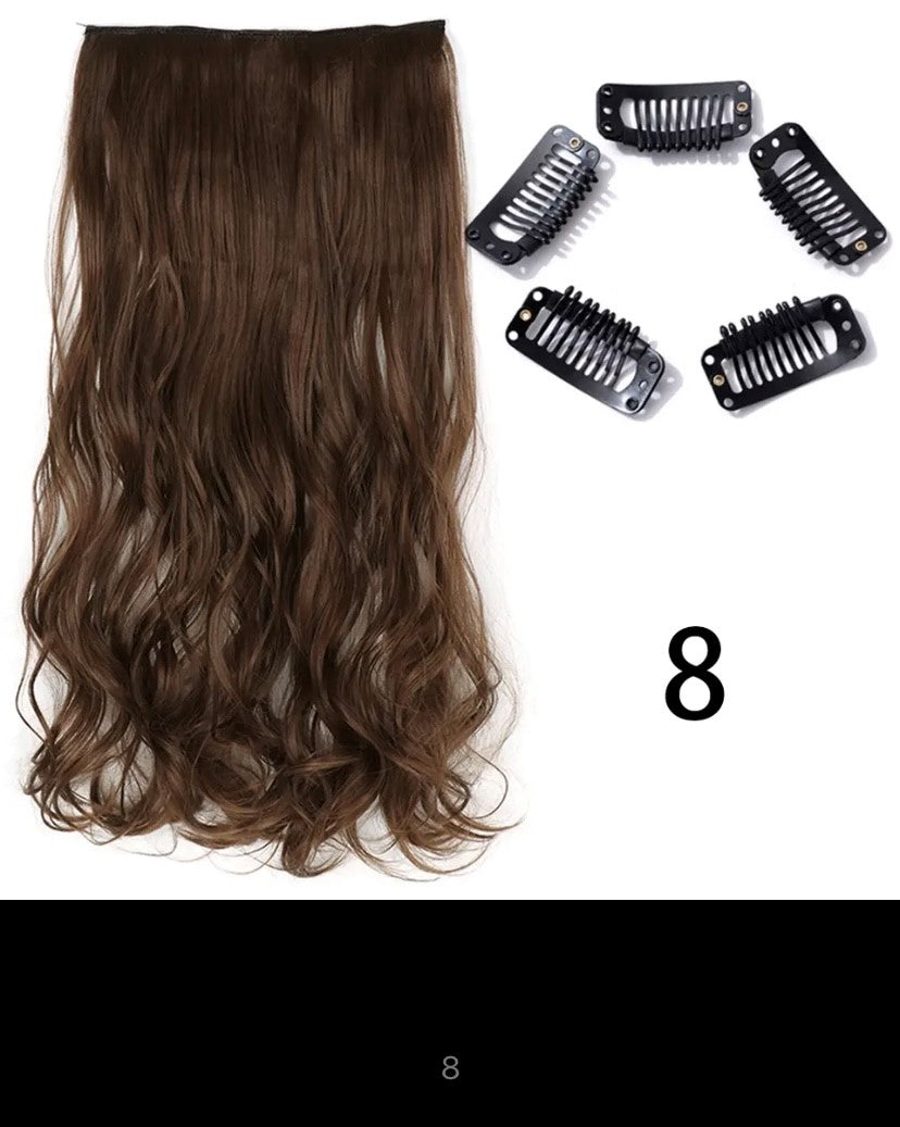 Synthetische Lange Gerade Clip In Einem Stück Haar Verlängerung 5 Clips Falsche Blonde Haar Braun Schwarz Wärme Beständig Gefälschte Haar