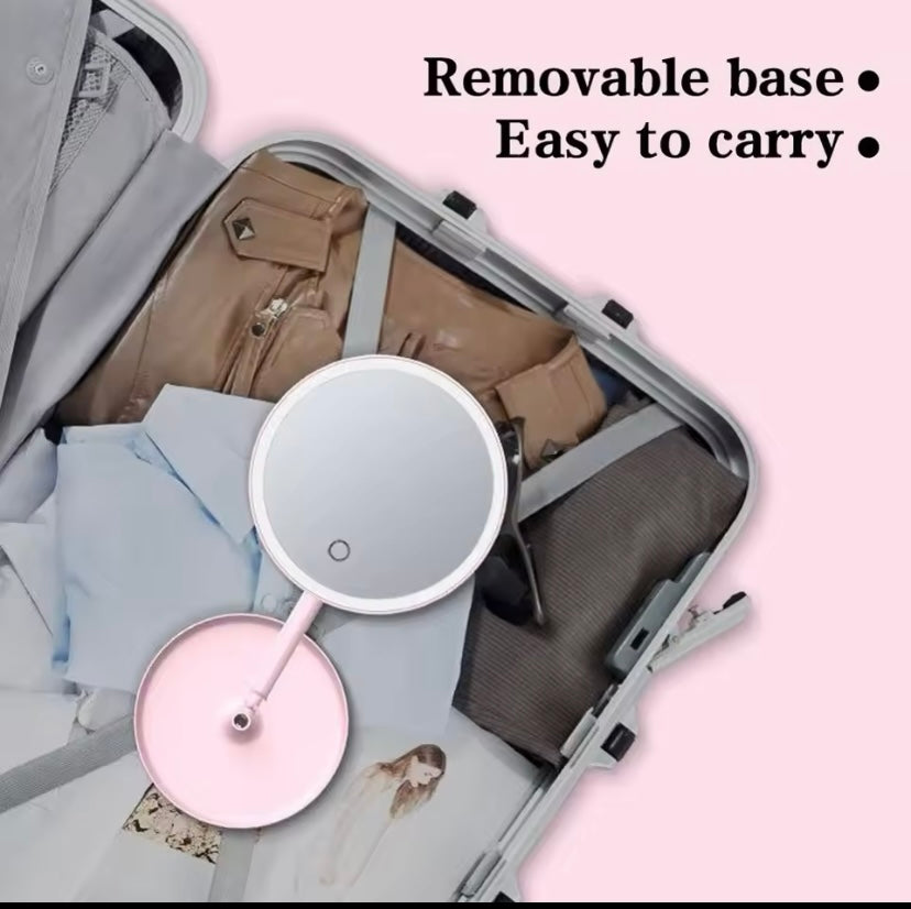 Makeup Mirror with White LED Light Daylight Vanity Mirror Detachable/Storage Base 3 Modes Mirror with Light Gift USB Cable