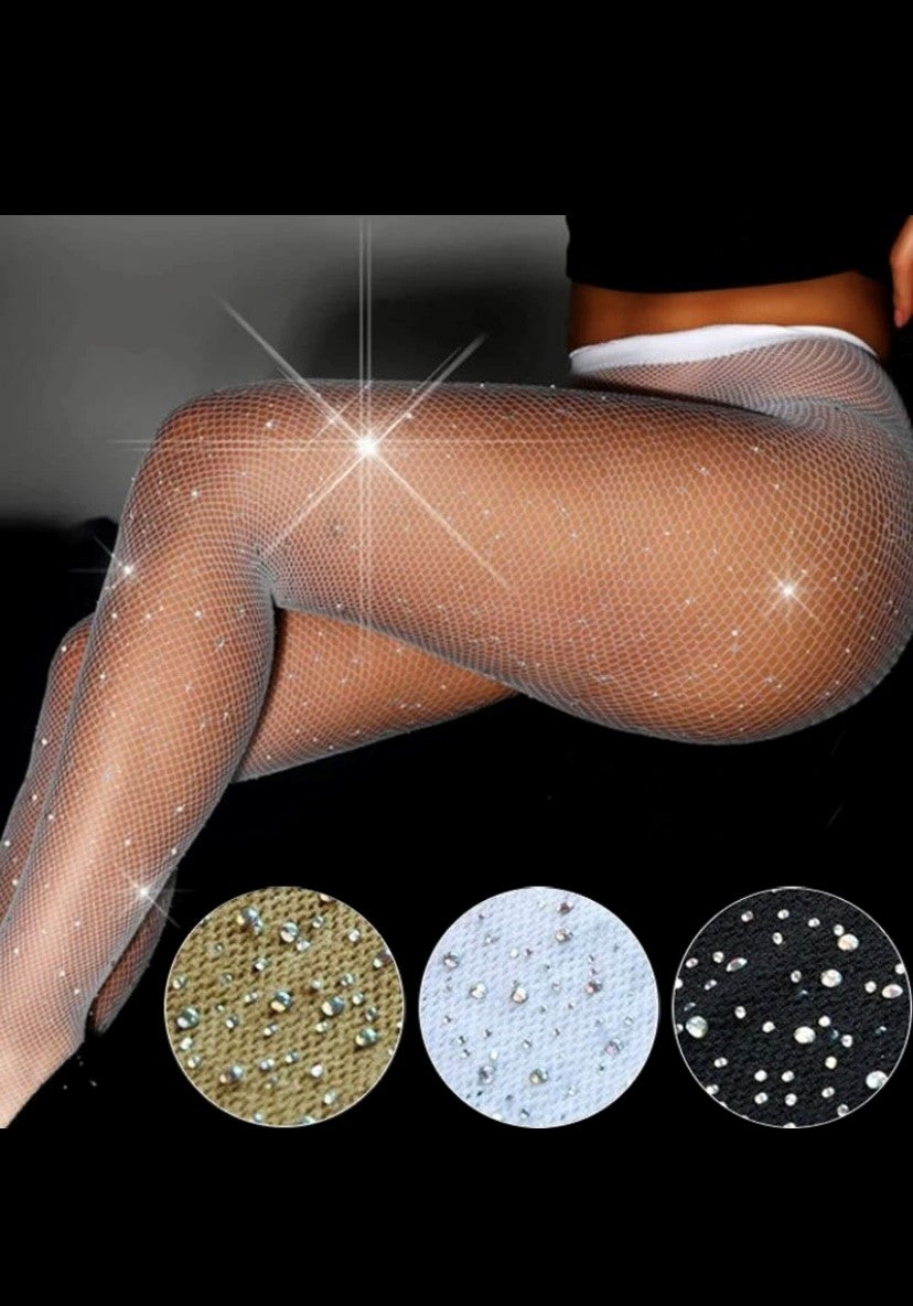 2024 Sommer Fisch netz Diamant Strumpfhosen für Frauen sexy Mode glänzende Netz Strumpfhosen weibliche schlanke Strass Mesh Nylon Strümpfe Strumpfhosen