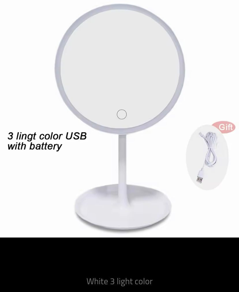 Makeup Mirror with White LED Light Daylight Vanity Mirror Detachable/Storage Base 3 Modes Mirror with Light Gift USB Cable
