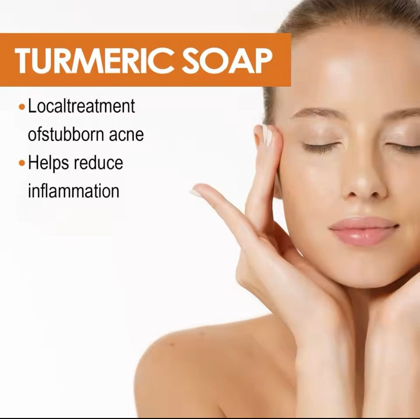 Turmeric Soap Deep Pore Cleansing Moisturizing Hydrating Facial Skin Oil Control Refreshing