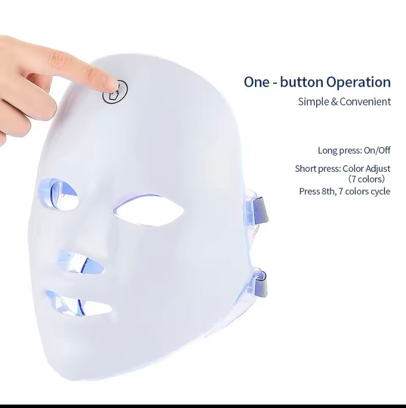 Rechargeable LED Facial Mask 7 Colors LED Photon Therapy Beauty Mask Skin Rejuvenation Home Face Lifting Whitening Beauty Device