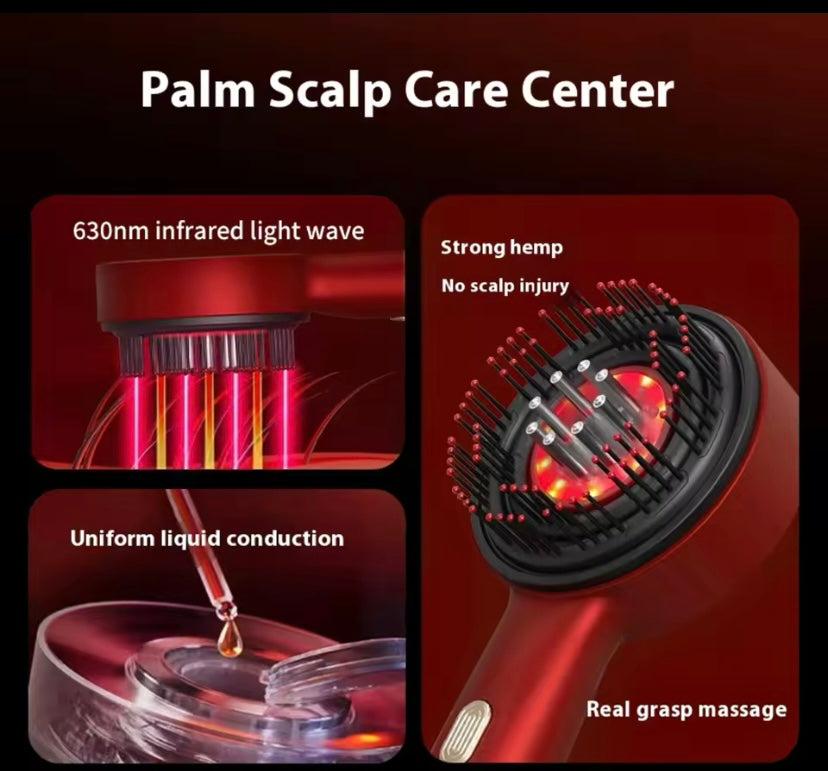 Electric Vibration Massage Comb, Scalp Health Brush, Promote Hair Growth, Multi-functional Red Light, Nourishing Scalp