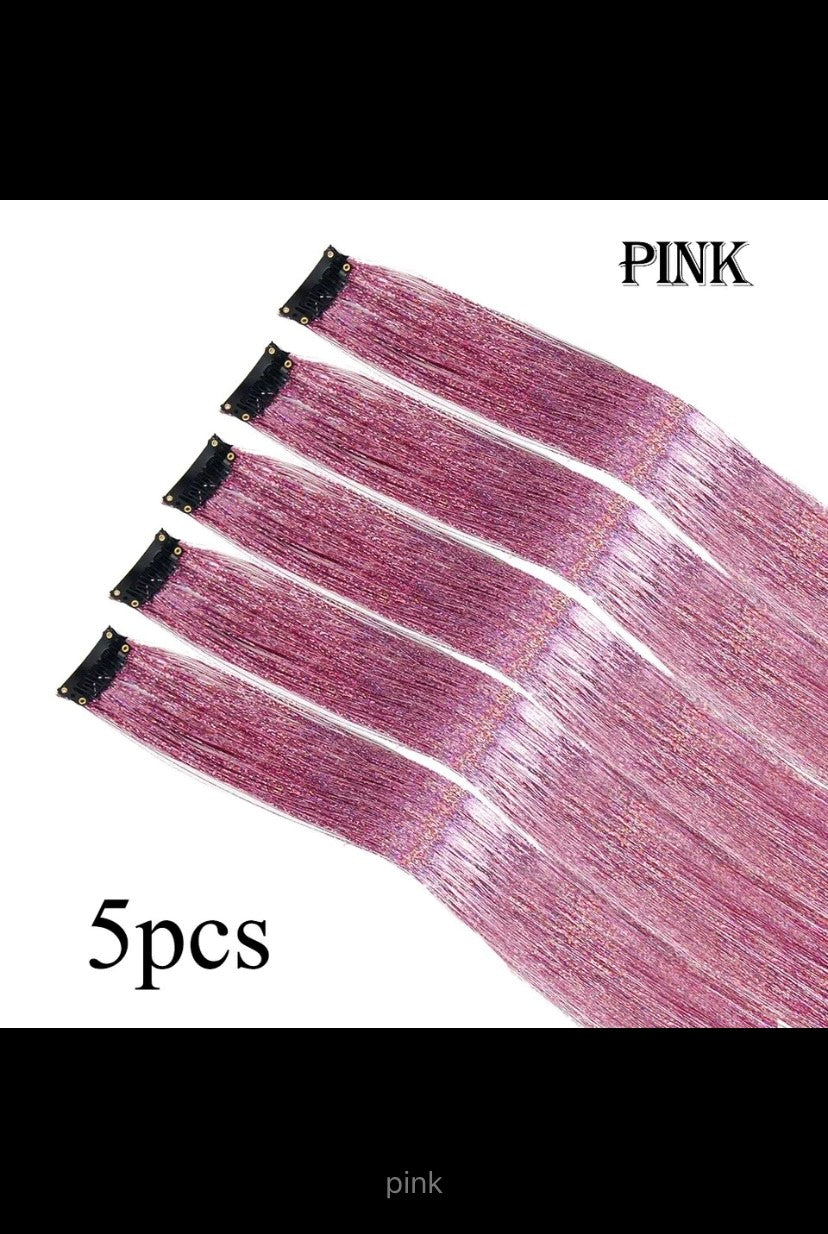 5 teile/paket funkeln Haar verlängerungen Clip in Regenbogen glänzend funkeln Haar Lametta hitze beständig funkeln Haar verlängerungen für Zöpfe