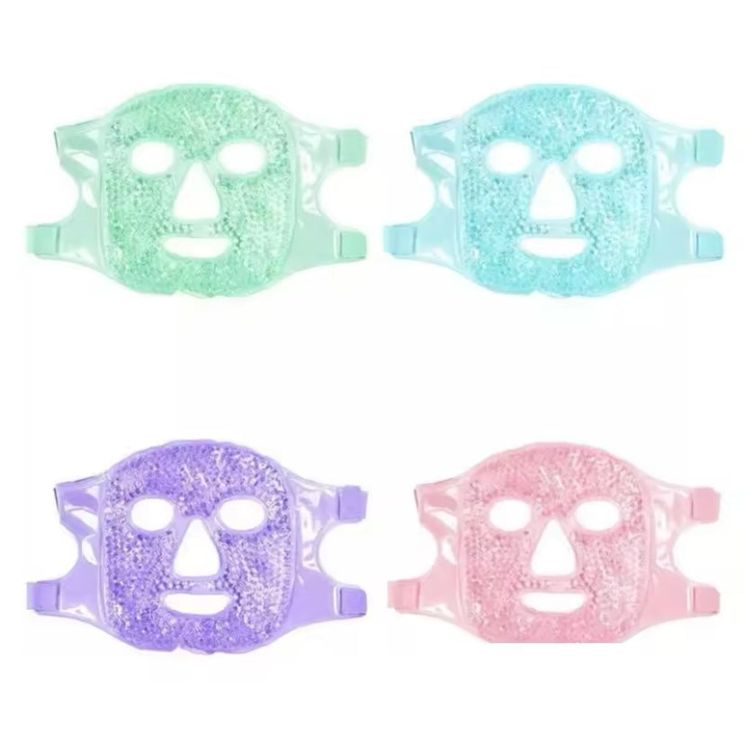 Augenmaske zum Schlafen, Vollgesichts-Wärmekissen zum Heiß-Kalt-Komprimieren für das Spa, reduziert Schwellungen im Gesicht und Augenringe, Gelperlen-Kompression für Frauen