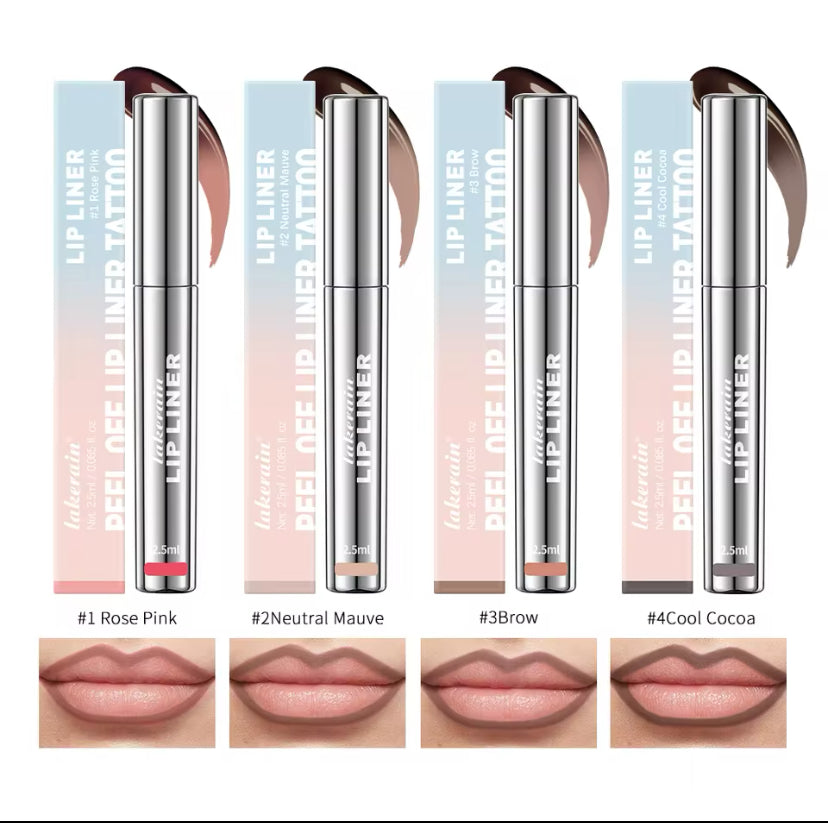 Wasserfester Lipliner, Peel-Off-Tattoo-Lipgloss, wasserfest, langanhaltend, matte Lippentönung, braune Lippenkonturkosmetik