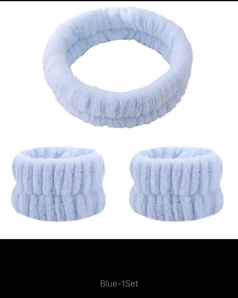 Face Wash Wristband Set for Women, Absorbent Waterproof Headband, Makeup Hair Bands