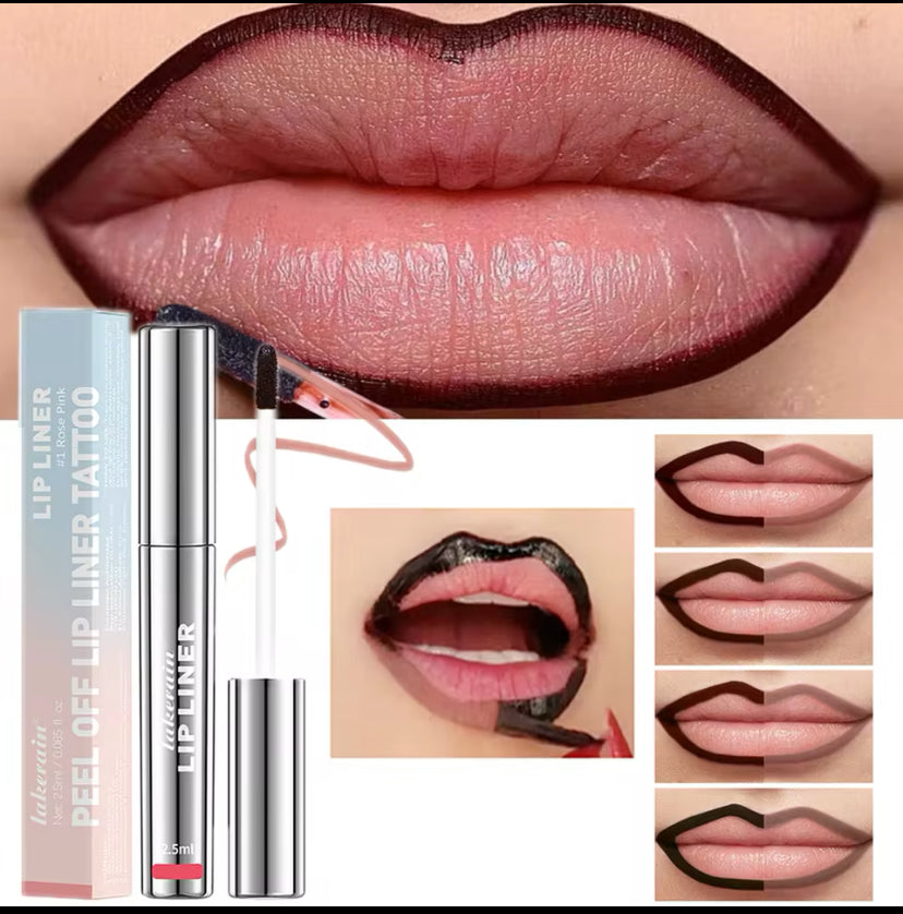 Wasserfester Lipliner, Peel-Off-Tattoo-Lipgloss, wasserfest, langanhaltend, matte Lippentönung, braune Lippenkonturkosmetik