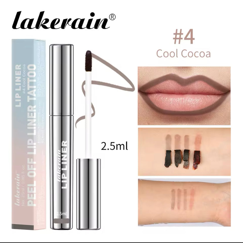 Wasserfester Lipliner, Peel-Off-Tattoo-Lipgloss, wasserfest, langanhaltend, matte Lippentönung, braune Lippenkonturkosmetik