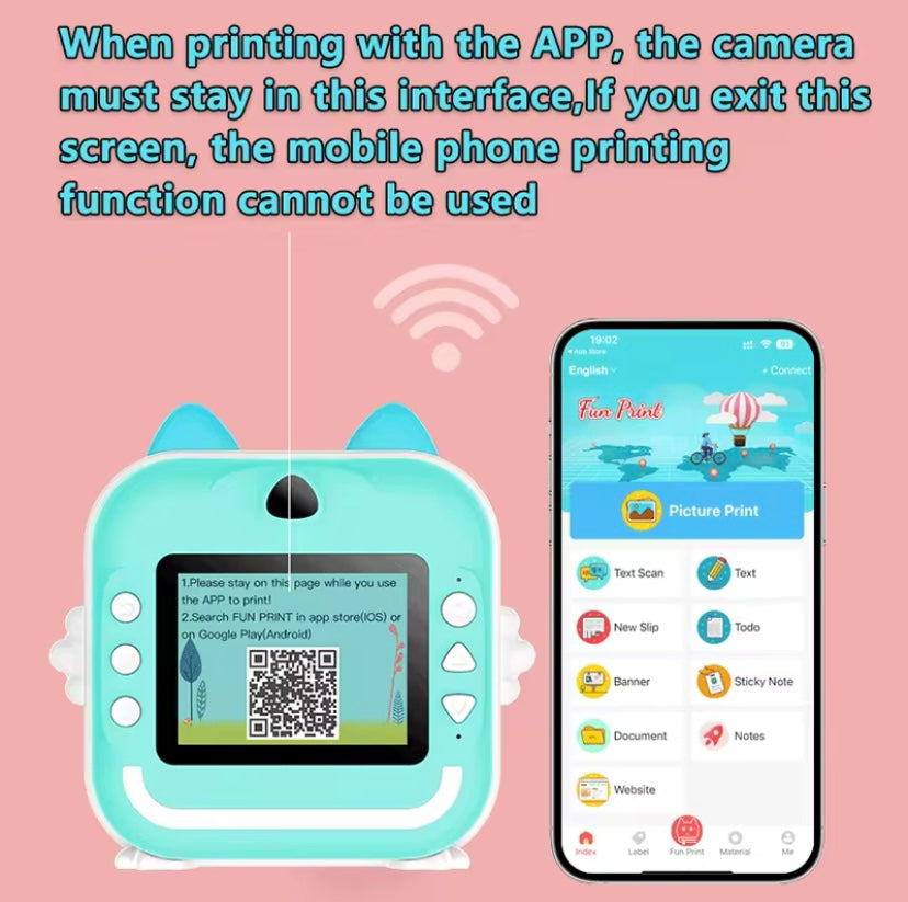 HD Digital Camera for Kids, Instant Print for Kids, Thermal Printing, Photo and Video, 32G Memory Card, Toys