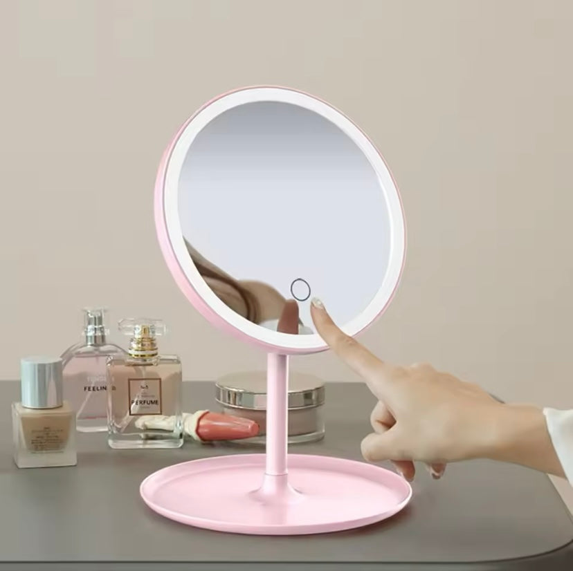 Makeup Mirror with White LED Light Daylight Vanity Mirror Detachable/Storage Base 3 Modes Mirror with Light Gift USB Cable