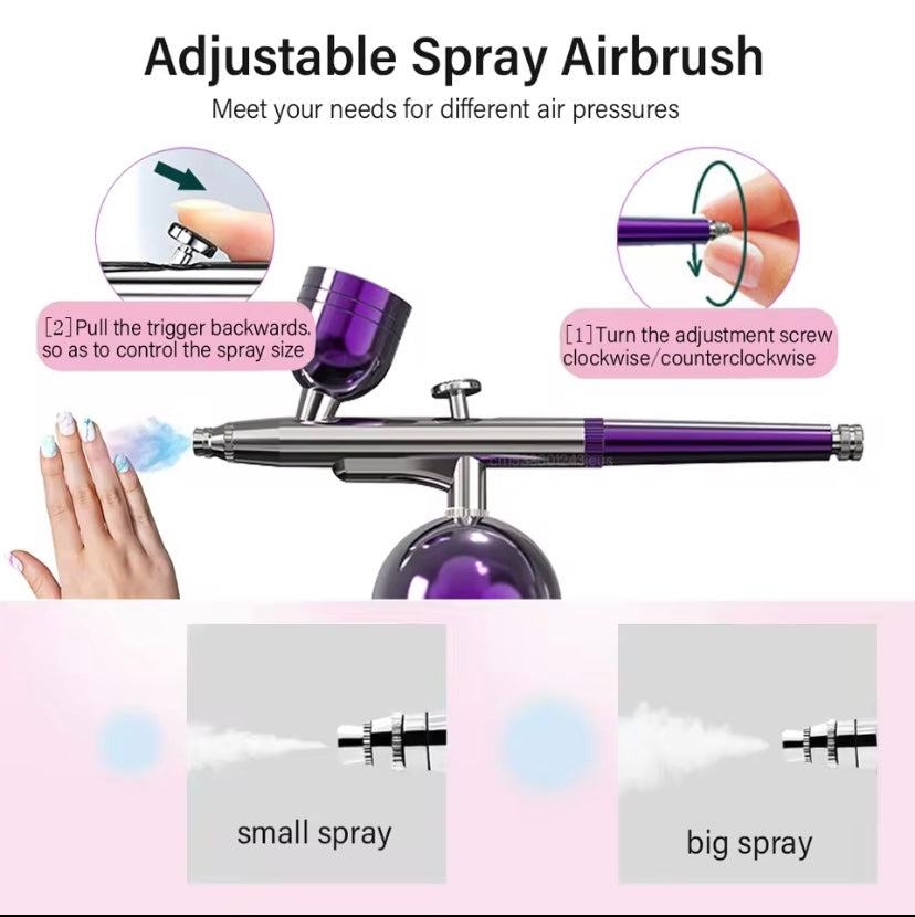 Nail Airbrush with Compressor, Portable Airbrush for Nails, Art Paint, Cake Crafts, Spray Kit