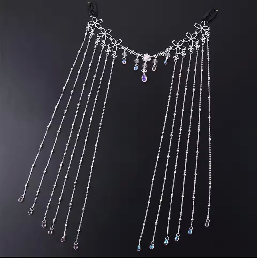 Girls' delicate crystal hanfu headdress, beautiful ancient long tassel veil, elegant temperament headdress, fashion