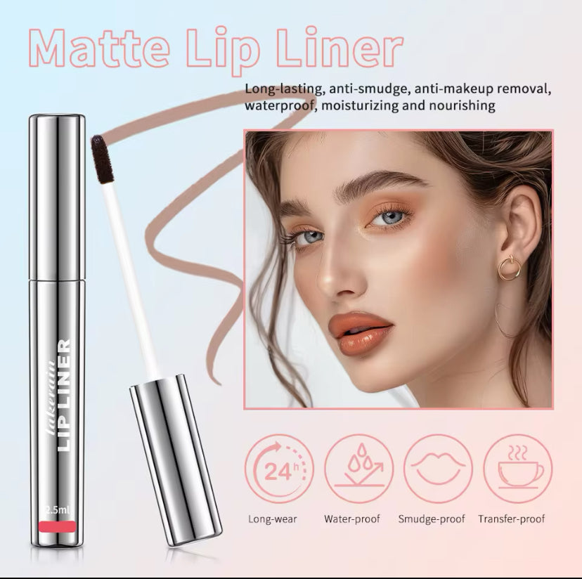 Wasserfester Lipliner, Peel-Off-Tattoo-Lipgloss, wasserfest, langanhaltend, matte Lippentönung, braune Lippenkonturkosmetik