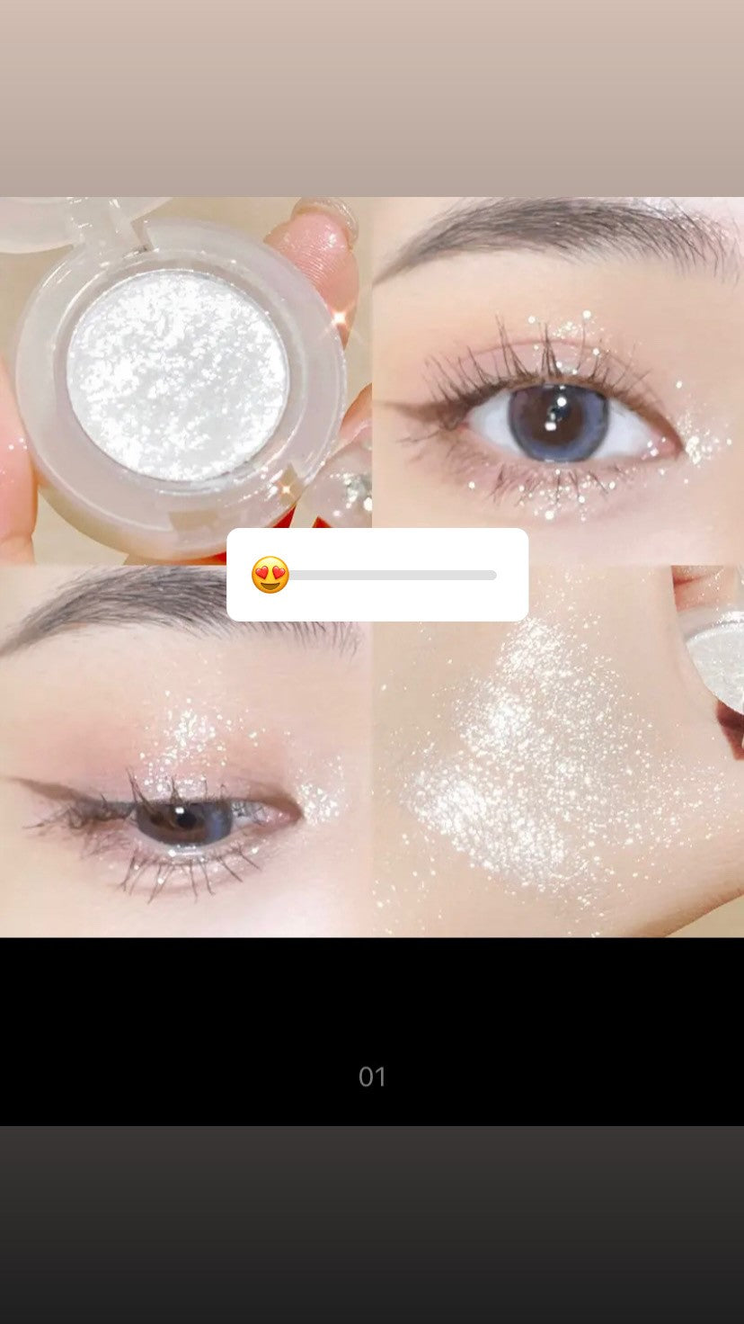 Potato Texture Glitter Eyeshadow Palette, Diamond Pearlescent, Monochrome Highlighter Powder, Illuminate Shiny Eyes Cosmetic Makeup