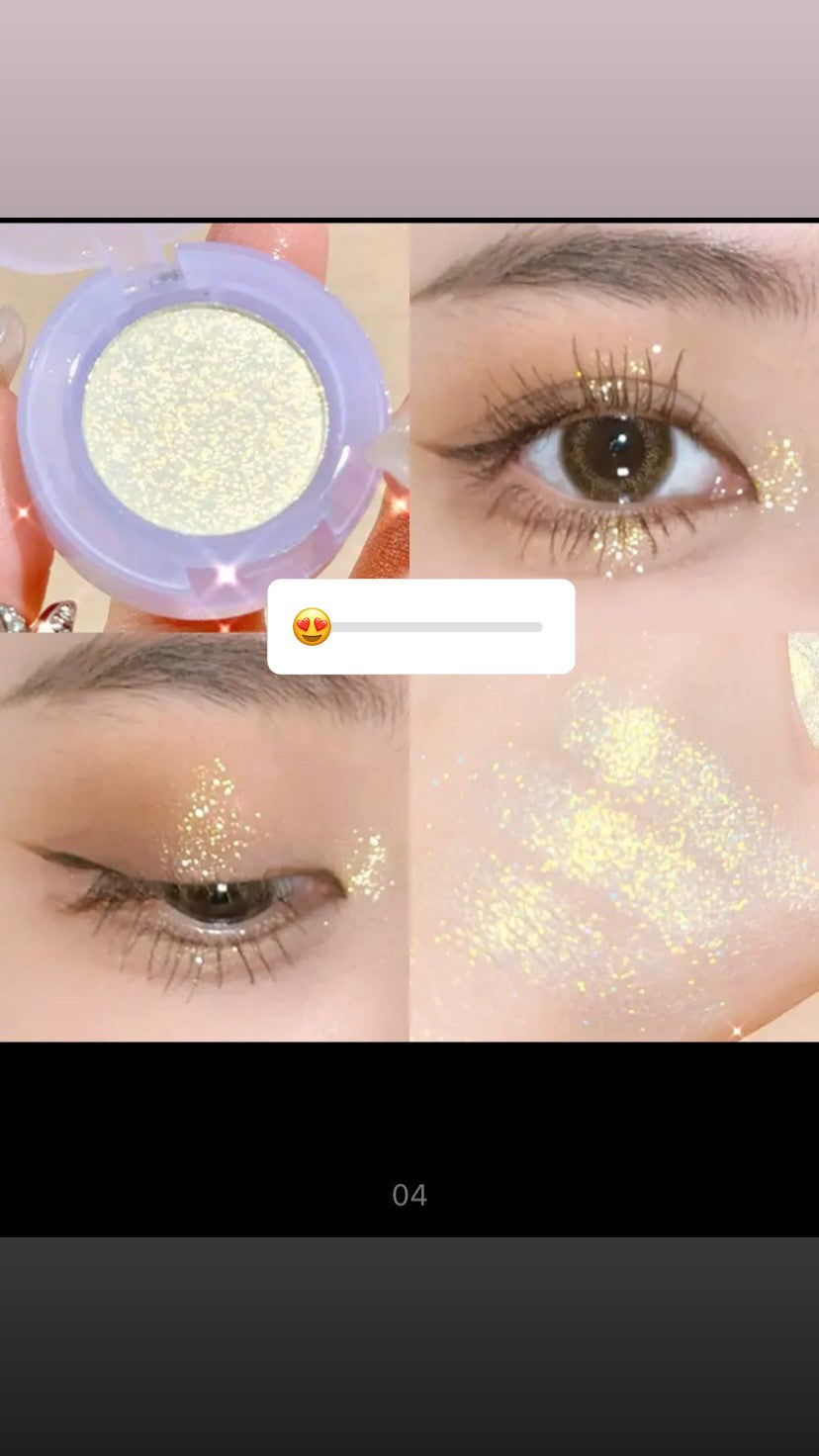Potato Texture Glitter Eyeshadow Palette, Diamond Pearlescent, Monochrome Highlighter Powder, Illuminate Shiny Eyes Cosmetic Makeup