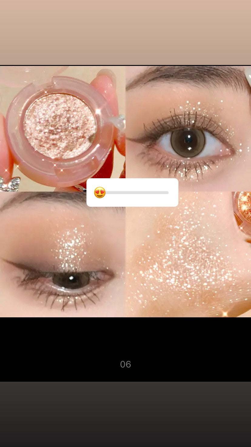 Potato Texture Glitter Eyeshadow Palette, Diamond Pearlescent, Monochrome Highlighter Powder, Illuminate Shiny Eyes Cosmetic Makeup