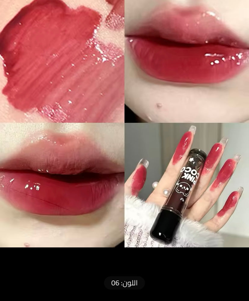 Hochpigmentierter roter flüssiger Lippenstift, dunkelroter, spiegelbrauner Lippenstift, leichte Befeuchtung mit Wasser, Antihaftbecher, Lippenkosmetik