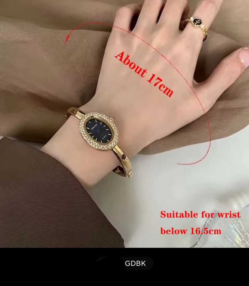 Dropshipping Berühmte Marke Uhren Frauen Diamant Verkrustete Oval Zifferblatt Quarzuhr Luxus Geschenke Armband Armbanduhr Reloj Mujer