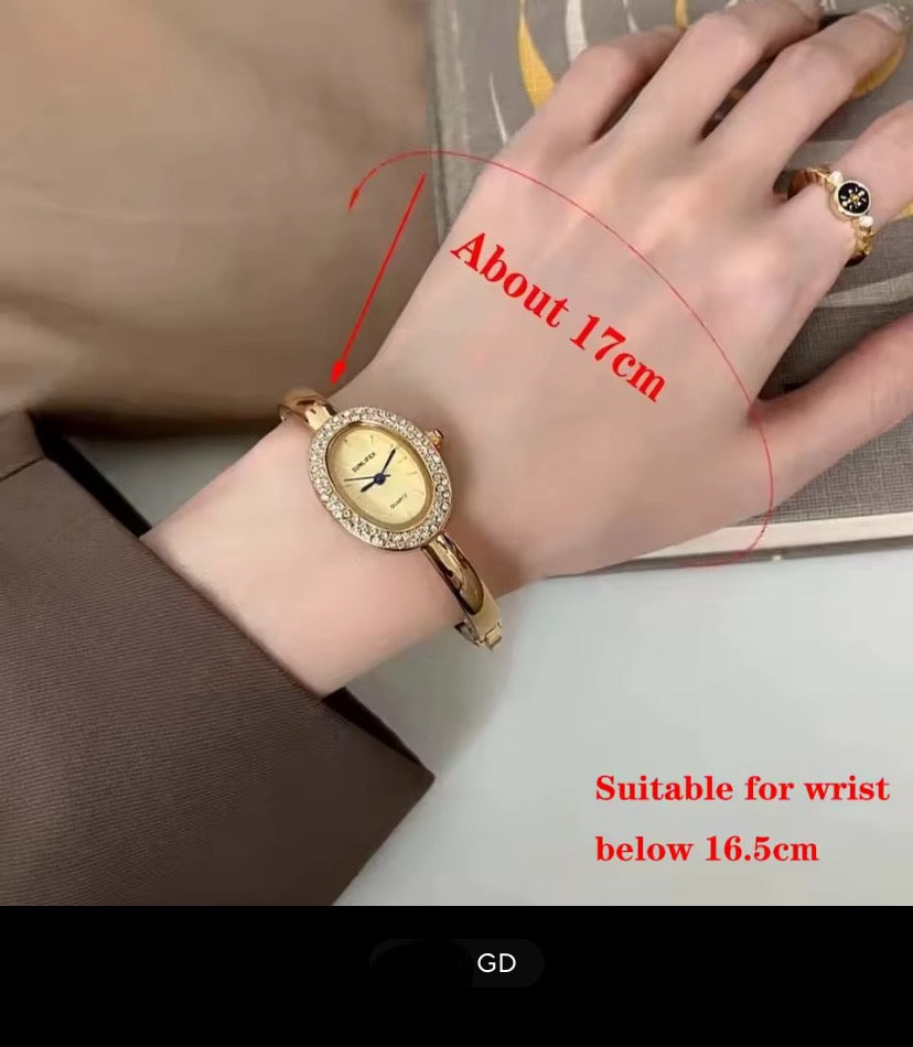 Dropshipping Berühmte Marke Uhren Frauen Diamant Verkrustete Oval Zifferblatt Quarzuhr Luxus Geschenke Armband Armbanduhr Reloj Mujer