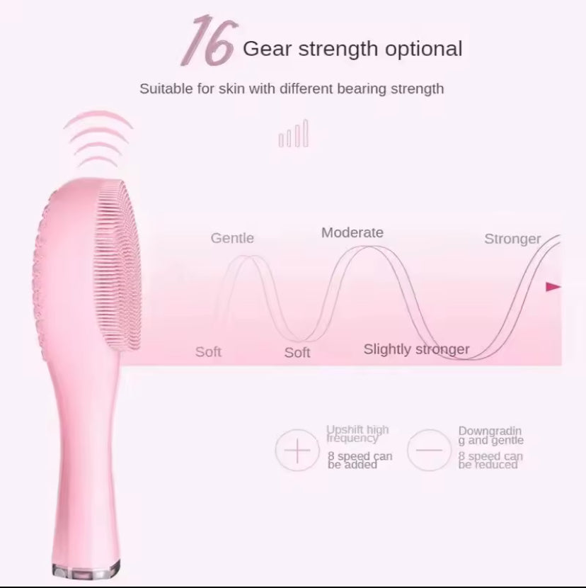Electric Facial Cleansing Brush Deep Pore Cleaning Sonic Vibration Waterproof Acne Blackhead Remover Pore Cleaner Silicone