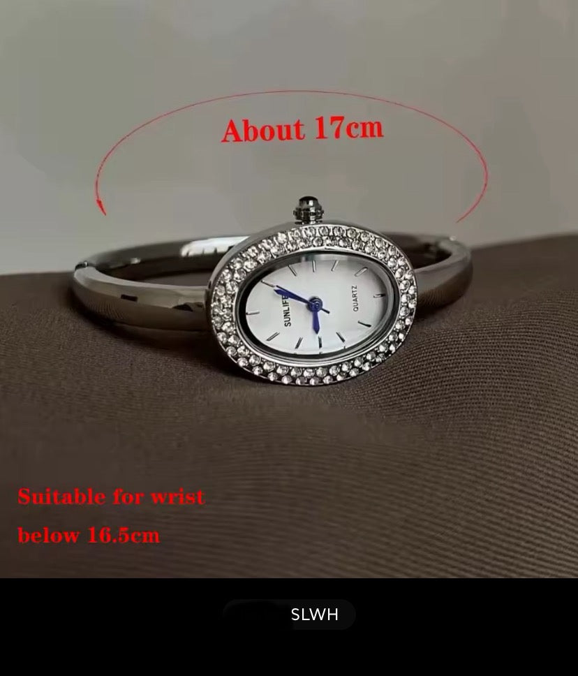 Dropshipping Berühmte Marke Uhren Frauen Diamant Verkrustete Oval Zifferblatt Quarzuhr Luxus Geschenke Armband Armbanduhr Reloj Mujer