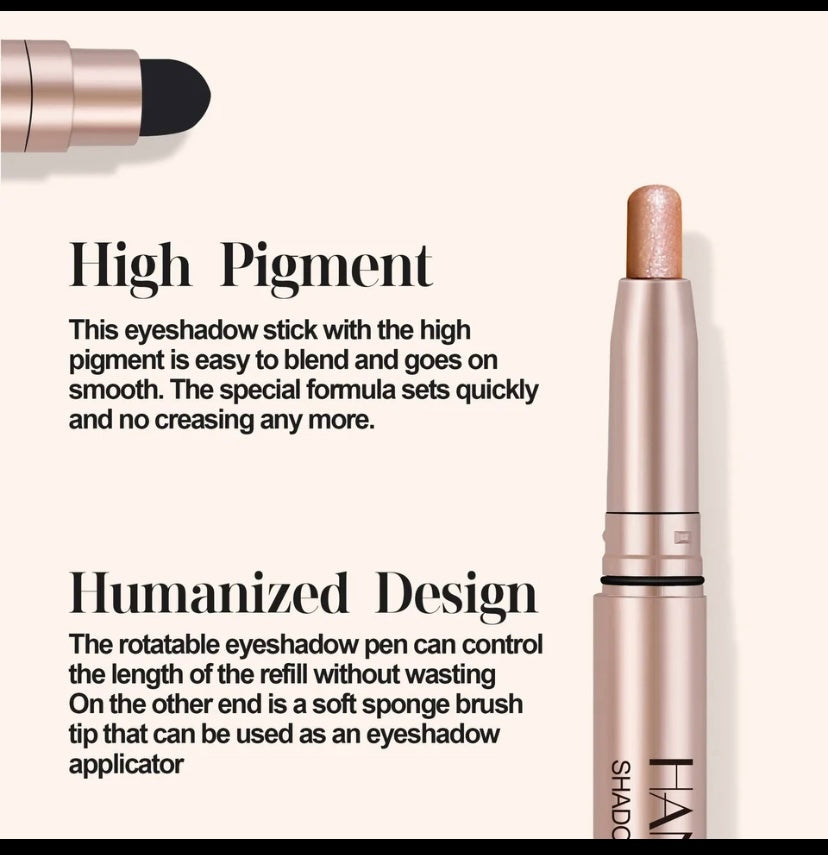 Metallic Double-head Eyeshadow Stick Diamond Shimmer Highlighter Pencil Ultra Pigmented Long Lasting Cream Eye Shadow Sponge Pen