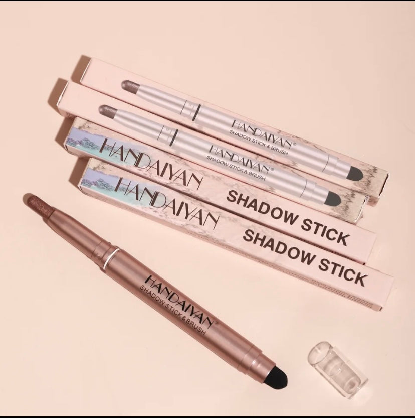 Metallic Double-head Eyeshadow Stick Diamond Shimmer Highlighter Pencil Ultra Pigmented Long Lasting Cream Eye Shadow Sponge Pen