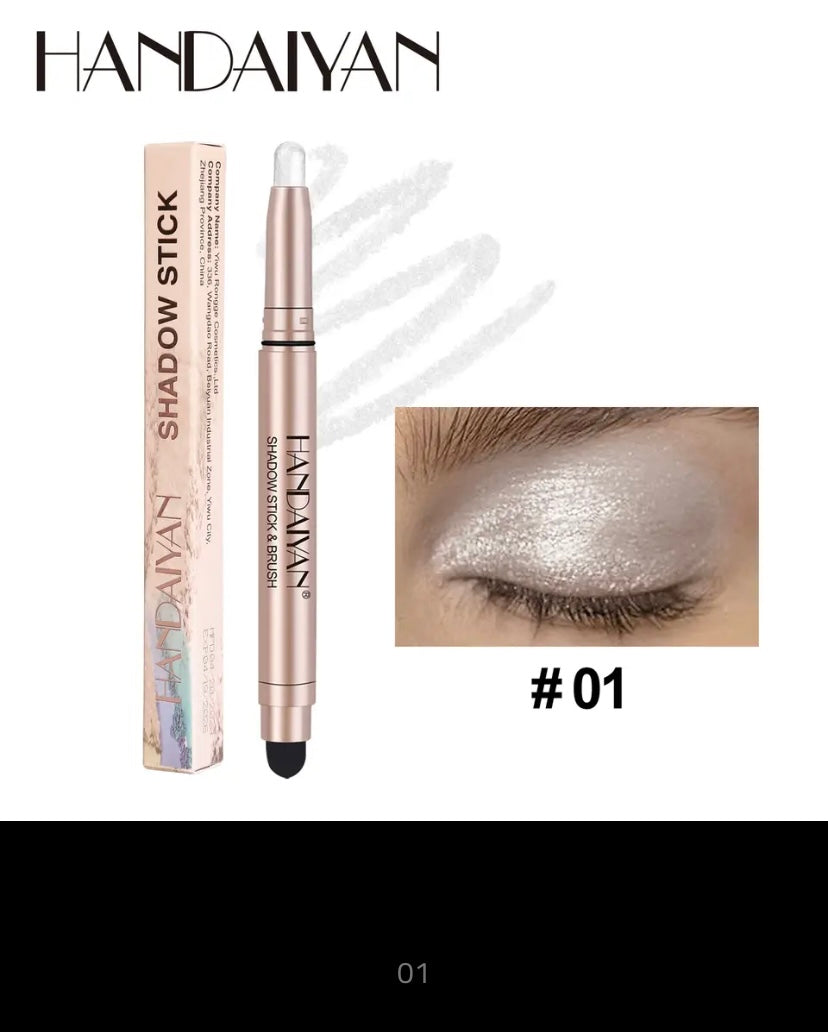 Metallic Double-head Eyeshadow Stick Diamond Shimmer Highlighter Pencil Ultra Pigmented Long Lasting Cream Eye Shadow Sponge Pen