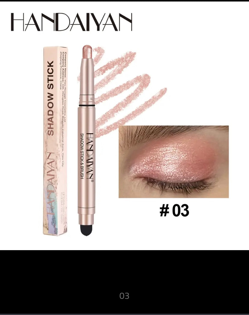 Metallic Double-head Eyeshadow Stick Diamond Shimmer Highlighter Pencil Ultra Pigmented Long Lasting Cream Eye Shadow Sponge Pen