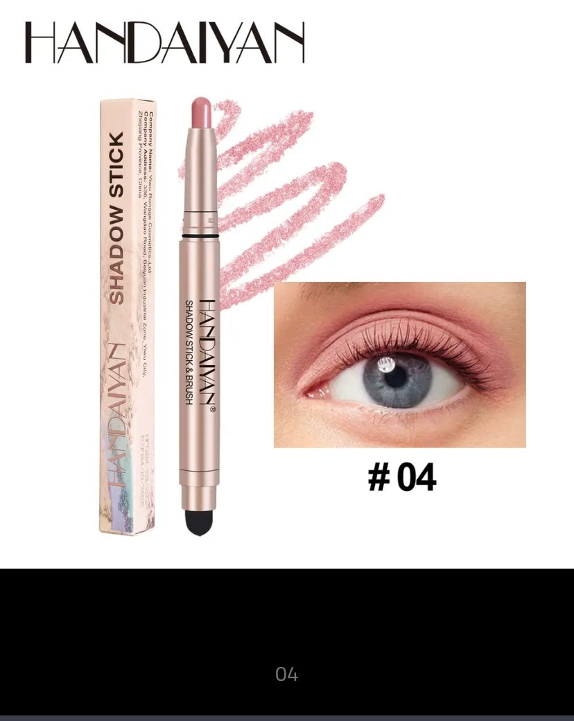 Metallic Double-head Eyeshadow Stick Diamond Shimmer Highlighter Pencil Ultra Pigmented Long Lasting Cream Eye Shadow Sponge Pen