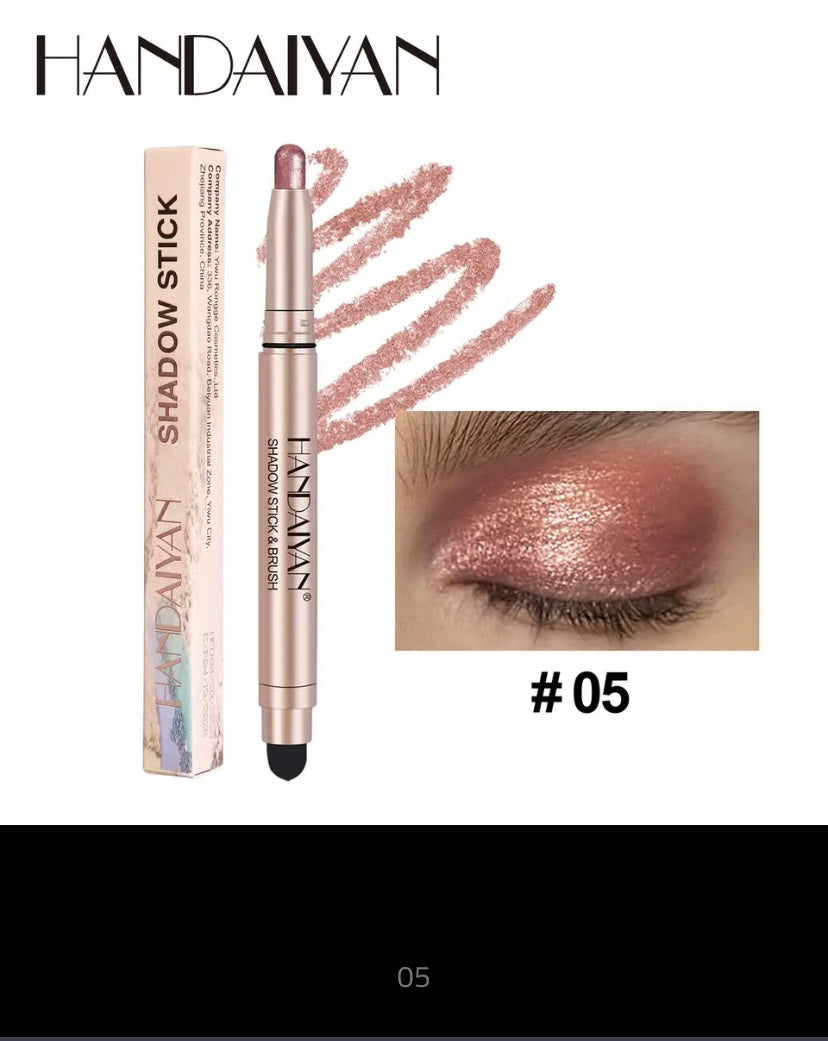 Metallic Double-head Eyeshadow Stick Diamond Shimmer Highlighter Pencil Ultra Pigmented Long Lasting Cream Eye Shadow Sponge Pen